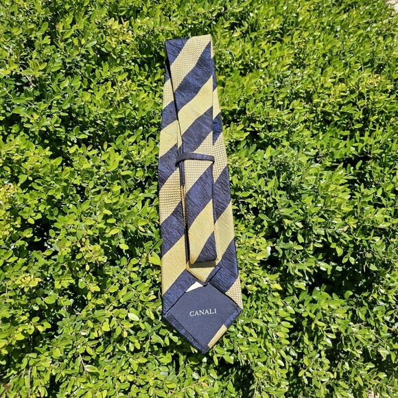 canali tie Mens Striped Blue/gold Business Formal Wedding, Italian Designer - Picture 2 of 2